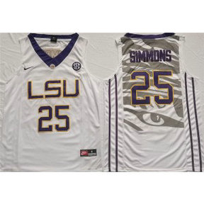 NCAA LSU Tigers 25 Ben Simmons White Men Jersey