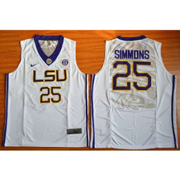 NCAA LSU Tigers 25 Ben Simmons White Men Jersey 1