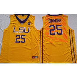 NCAA LSU Tigers 25 Ben Simmons Yellow Men Jersey