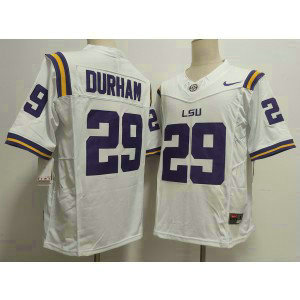 NCAA LSU Tigers 29 Caden Durham White F.U.S.E. Vapor Limited Men Jersey