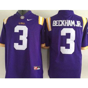 NCAA LSU Tigers 3 Odell Beckham Jr Purple Men Jersey SEC Patch