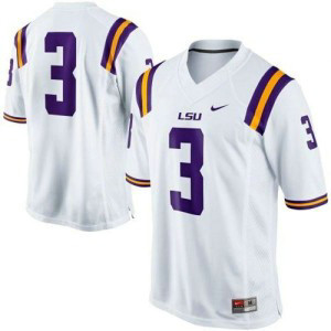 NCAA LSU Tigers 3 White Men Jersey