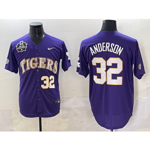 NCAA LSU Tigers 32 Anderson Purple Vapor Limited Men Jersey