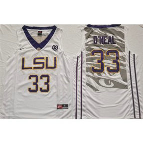 NCAA LSU Tigers 33 Shaquille O'Neal White Men Jersey
