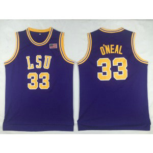 NCAA LSU Tigers 33 Shaquille ONeal Purple Men Jersey