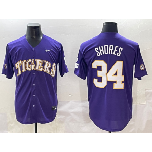 NCAA LSU Tigers 34 Shores Purple Baseball Vapor Limited Men Jersey
