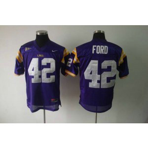 NCAA LSU Tigers 42 Michael Ford Purple Men Jersey