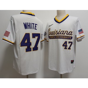 NCAA LSU Tigers 47 Tommy White Vapor Limited Men Jersey