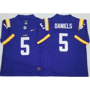 NCAA LSU Tigers 5 Jayden Daniels Purple F.U.S.E. Vapor Limited Men Jersey