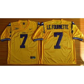 NCAA LSU Tigers 7 Leonard Fournette Gold Men Jersey With SEC Patch
