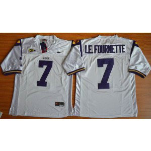 NCAA LSU Tigers 7 Leonard Fournette White Men Jersey With SEC Patch