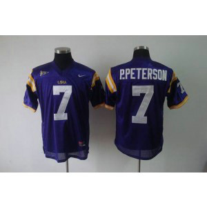 NCAA LSU Tigers 7 P.Peterson Purple Men Jersey