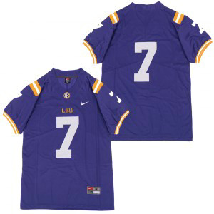 NCAA LSU Tigers 7 Purple Nike College Football Men Jersey