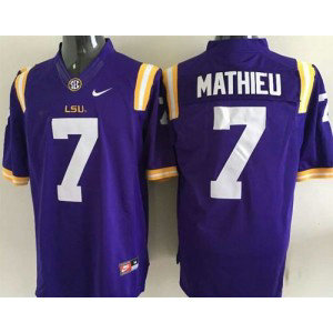 NCAA LSU Tigers 7 Tyrann Mathieu Purple Men Jersey With SEC Patch