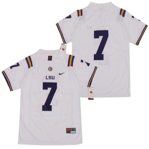 NCAA LSU Tigers 7 White Nike College Football Men Jersey
