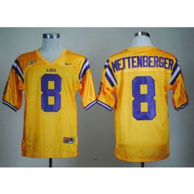 NCAA LSU Tigers 8 Zach Mettenberger Gold Men Jersey