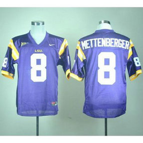 NCAA LSU Tigers 8 Zach Mettenberger Purple Men Jersey