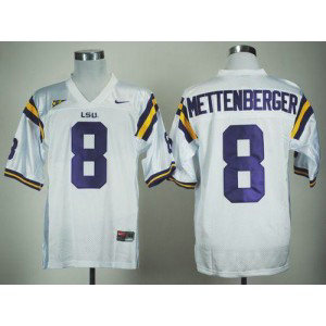NCAA LSU Tigers 8 Zach Mettenberger White Men Jersey