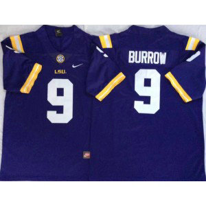 NCAA LSU Tigers 9 Joe Burrow Purple Nike College Football Men Jersey