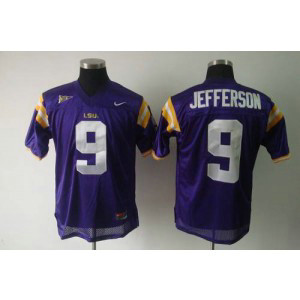 NCAA LSU Tigers 9 Jordan Jefferson Purple Men Jersey