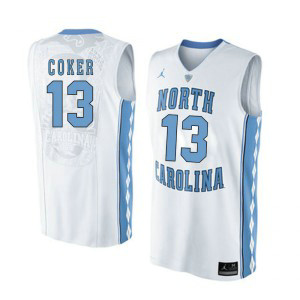 NCAA North Carolina Tar Heels 13 Kanler Coker White Basketball Men Jersey NCAA North Carolina Tar Heels 13 Kanler Coker White Basketball Men Jersey