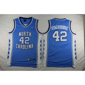 NCAA North Carolina Tar Heels 42 Jerry Stackhouse Blue Basketball Men Jersey