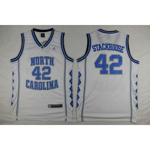 NCAA North Carolina Tar Heels 42 Jerry Stackhouse White Basketball Swingman Men Jersey