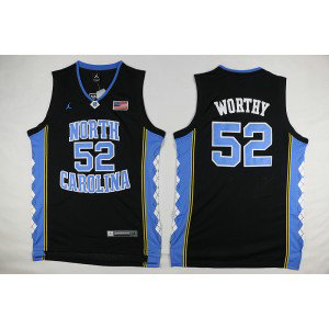 NCAA North Carolina Tar Heels 52 James Worthy Black Basketball Swingman Men Jersey
