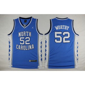 NCAA North Carolina Tar Heels 52 James Worthy Blue Basketball Swingman Men Jersey