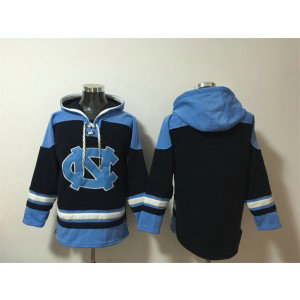 NCAA North Carolina Tar Heels Blank Black Ageless Must-Have Lace-Up Pullover Hoodie