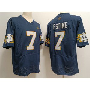NCAA Notre Dame 7 Audric Estime Navy Limited Men Jersey