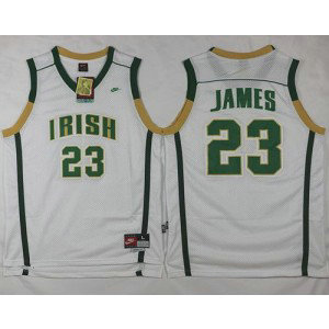 NCAA Notre Dame Fighting Irish 23 LeBron James White High School NBA Men Jersey