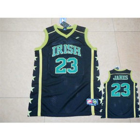 NCAA Notre Dame Fighting Irish 23 Lebron James Black Basketball Men Jersey