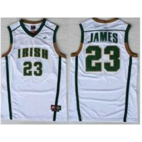 NCAA Notre Dame Fighting Irish 23 Lebron James White Basketball Men Jersey 1