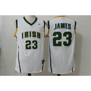 NCAA Notre Dame Fighting Irish 23 Lebron James White Basketball Men Jersey