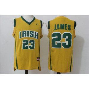 NCAA Notre Dame Fighting Irish 23 Lebron James Yellow Basketball Adult Men Jersey