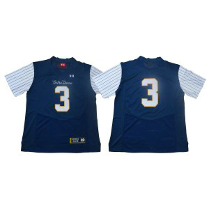 NCAA Notre Dame Fighting Irish 3 Blue Under Armour College Throwback Football Men Jersey