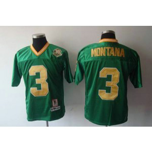 NCAA Notre Dame Fighting Irish 3 Joe Montana Green With 30TH Patch Men Jersey