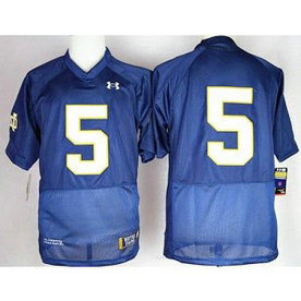 NCAA Notre Dame Fighting Irish 5 Everett Golson Navy Blue Shamrock Series Men Jersey 1