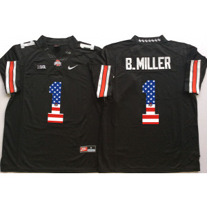 NCAA Ohio State Buckeyes 1 B.Miller Black USA Flag Men Jersey
