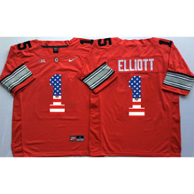 NCAA Ohio State Buckeyes 1 B.Miller Red USA Flag Men Jersey
