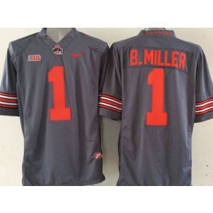 NCAA Ohio State Buckeyes 1 Braxton Miller Grey Limited Men Jersey With Big Patch