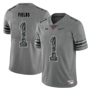 NCAA Ohio State Buckeyes 1 Justin Fields Gray Nike College Football Men Jersey