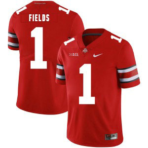 NCAA Ohio State Buckeyes 1 Justin Fields Red Nike College Football Limited Men Jersey