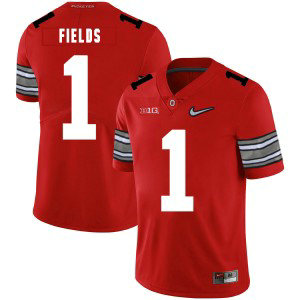 NCAA Ohio State Buckeyes 1 Justin Fields Red Nike College Football Men Jersey