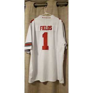 NCAA Ohio State Buckeyes 1 Justin Fields White Nike College Football Men Jersey 1