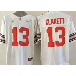 NCAA Ohio State Buckeyes 13 Maurice Clarett White Men Jersey With BIG Patch