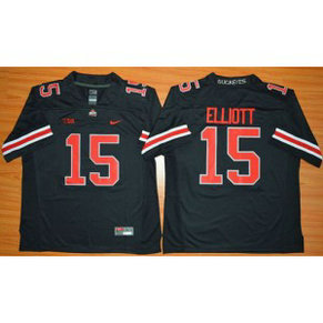 NCAA Ohio State Buckeyes 15 Ezekiel Elliott Black(Red ) Limited Men Jersey Big Patch