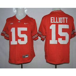 NCAA Ohio State Buckeyes 15 Ezekiel Elliott Red Limited Men Jersey With Big Patch