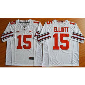 NCAA Ohio State Buckeyes 15 Ezekiel Elliott White Sugar Bowl Special Event Men Jersey With Big10 Patch